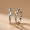 Sterling Silver Huggie Earrings with White Sapphire - Classic & Delicate