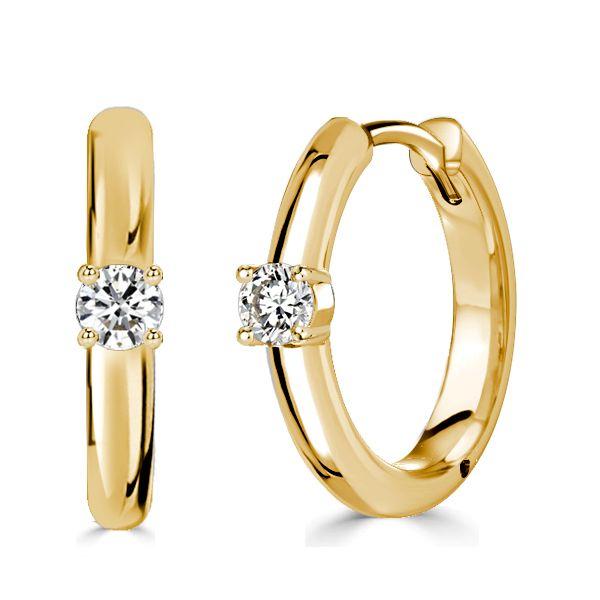 Sterling Silver Huggie Earrings with White Sapphire - Classic & Delicate