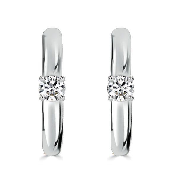 Sterling Silver Huggie Earrings with White Sapphire - Classic & Delicate