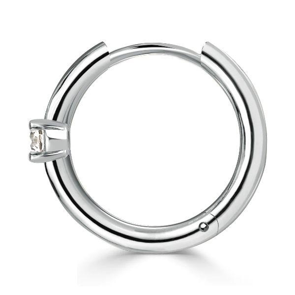 Sterling Silver Huggie Earrings with White Sapphire - Classic & Delicate