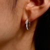Sterling Silver Huggie Earrings with White Sapphire - Classic & Delicate