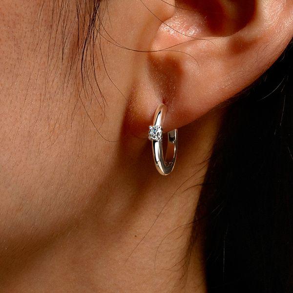 Sterling Silver Huggie Earrings with White Sapphire - Classic & Delicate
