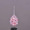 Pink Pear Drop Sterling Silver Necklace - 925 Silver Pendant for Women