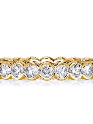 Women's Bezel Setting Round Cut Eternity Wedding Band in Sterling Silver