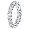 Women's Bezel Setting Round Cut Eternity Wedding Band in Sterling Silver