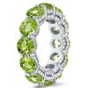Round Cut Peridot Eternity Wedding Band for Women in Sterling Silver