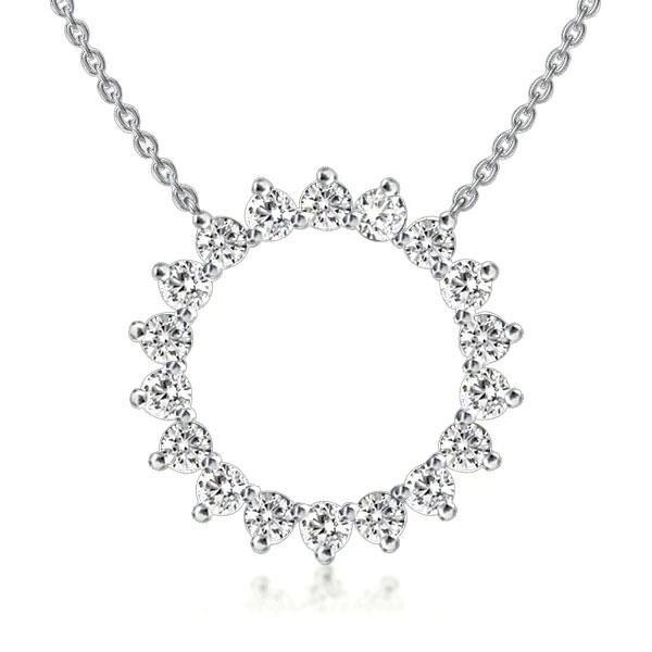 Sterling Silver Round Cut Sunflower Pendant Necklace - 18 Inch Chain