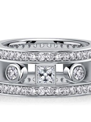 Art Deco White Sapphire Sterling Silver Vintage Wedding Band