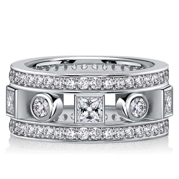 Art Deco White Sapphire Sterling Silver Vintage Wedding Band