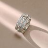 Art Deco White Sapphire Sterling Silver Vintage Wedding Band