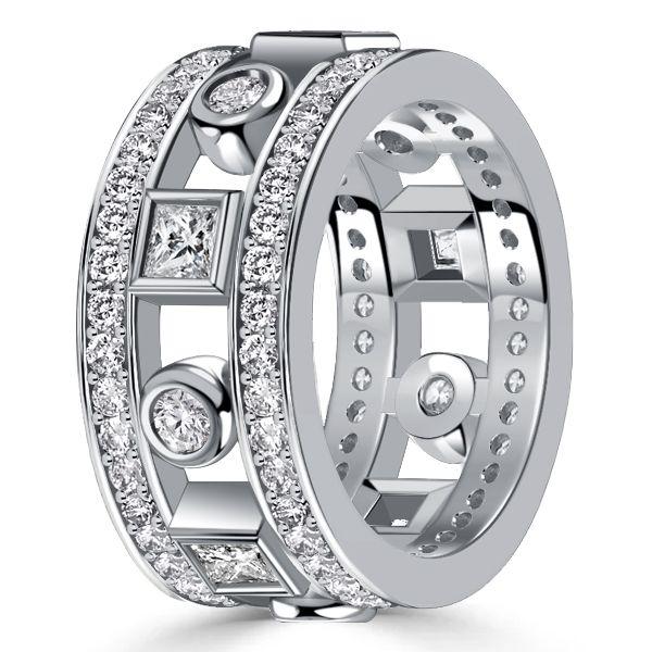 Art Deco White Sapphire Sterling Silver Vintage Wedding Band