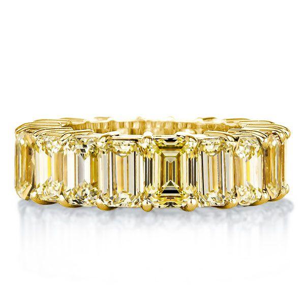 Golden Emerald & Topaz Eternity Band - 18K Gold Plated Sterling Silver Wedding Ring