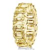 Golden Emerald & Topaz Eternity Band - 18K Gold Plated Sterling Silver Wedding Ring