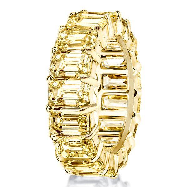 Golden Emerald & Topaz Eternity Band - 18K Gold Plated Sterling Silver Wedding Ring