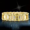 Golden Emerald & Topaz Eternity Band - 18K Gold Plated Sterling Silver Wedding Ring