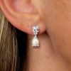 Sterling Silver Drop Earrings with Round & Pear Cut White Sapphire and Opal