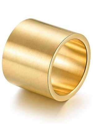 Men's Gold Titanium Wedding Band Ring - Wide Glaze Comfort Fit