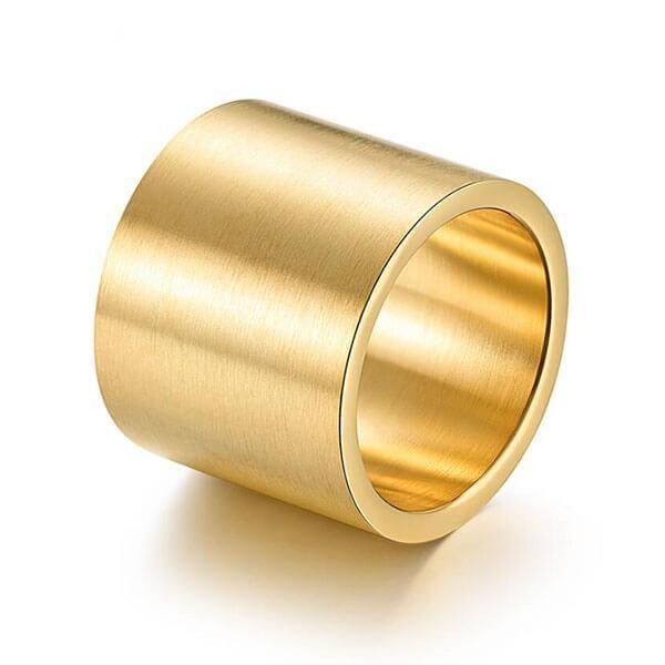 Men's Gold Titanium Wedding Band Ring - Wide Glaze Comfort Fit