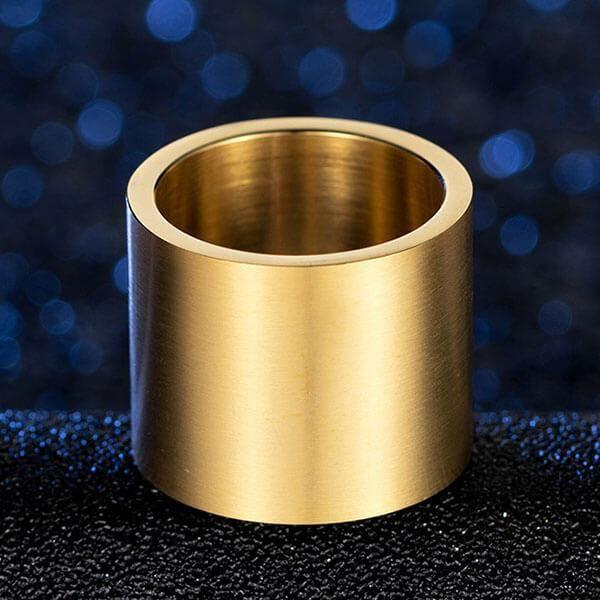 Men's Gold Titanium Wedding Band Ring - Wide Glaze Comfort Fit
