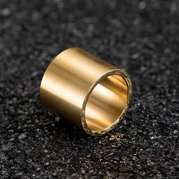 Men's Gold Titanium Wedding Band Ring - Wide Glaze Comfort Fit