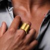 Men's Gold Titanium Wedding Band Ring - Wide Glaze Comfort Fit