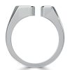 Emerald Signet Ring - Sterling Silver Bezel Open Ring for Women