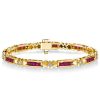 Princess Cut Ruby and Sapphire Tennis Bracelet in 18K Gold Plated Sterling Silver