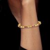 Princess Cut Ruby and Sapphire Tennis Bracelet in 18K Gold Plated Sterling Silver