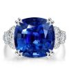 Sterling Silver Double Prong Blue Sapphire Engagement Ring with 13.15 CT.TW.