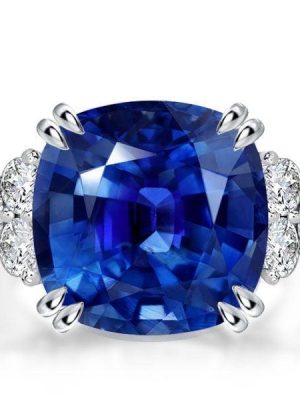 Sterling Silver Double Prong Blue Sapphire Engagement Ring with 13.15 CT.TW.