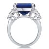 Sterling Silver Double Prong Blue Sapphire Engagement Ring with 13.15 CT.TW.
