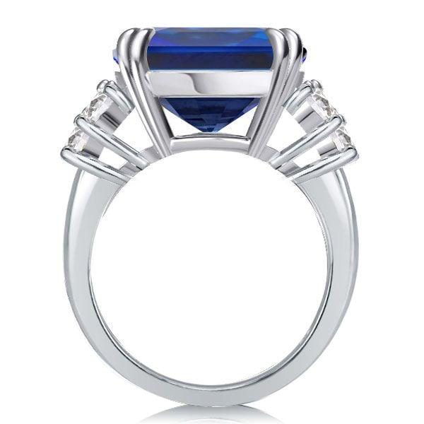 Sterling Silver Double Prong Blue Sapphire Engagement Ring with 13.15 CT.TW.