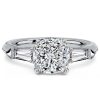 3 Stone White Sapphire Cushion Cut Engagement Ring in Sterling Silver