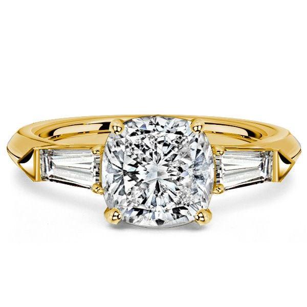 3 Stone White Sapphire Cushion Cut Engagement Ring in Sterling Silver