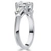 3 Stone White Sapphire Cushion Cut Engagement Ring in Sterling Silver