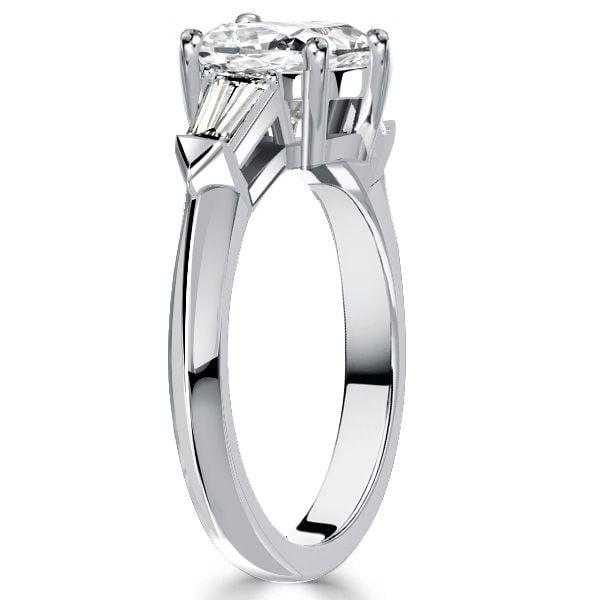3 Stone White Sapphire Cushion Cut Engagement Ring in Sterling Silver