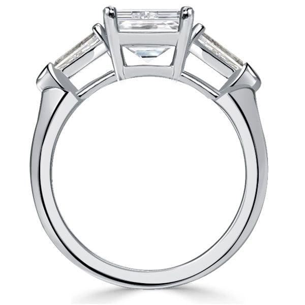 3 Stone White Sapphire Cushion Cut Engagement Ring in Sterling Silver