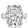 Cushion Cut Created White Sapphire Engagement Ring Set - Sterling Silver Three Stone Wedding Rings