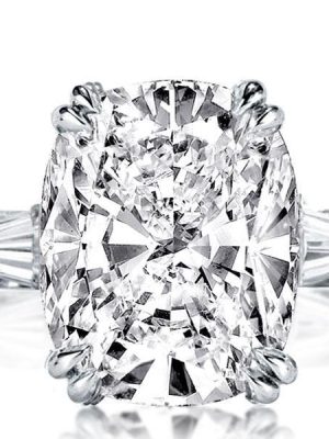 Cushion Cut Created White Sapphire Engagement Ring Set - Sterling Silver Three Stone Wedding Rings