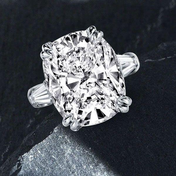 Cushion Cut Created White Sapphire Engagement Ring Set - Sterling Silver Three Stone Wedding Rings