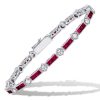 Ruby & White Stone Tennis Bracelet in Sterling Silver - Art Deco Style