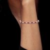 Ruby & White Stone Tennis Bracelet in Sterling Silver - Art Deco Style