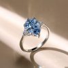 Pear Blue Topaz Engagement Ring - 925 Sterling Silver Wedding Promise Ring