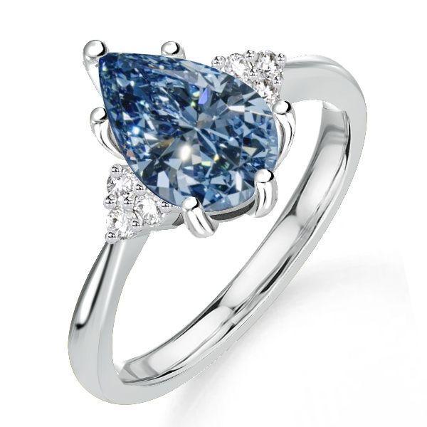Pear Blue Topaz Engagement Ring - 925 Sterling Silver Wedding Promise Ring