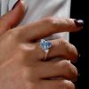 Pear Blue Topaz Engagement Ring - 925 Sterling Silver Wedding Promise Ring