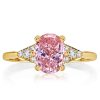 Oval Cut Pink Engagement Ring - 925 Sterling Silver, 2.00 CT Center Stone