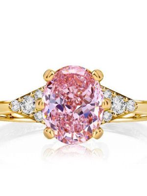 Oval Cut Pink Engagement Ring - 925 Sterling Silver, 2.00 CT Center Stone