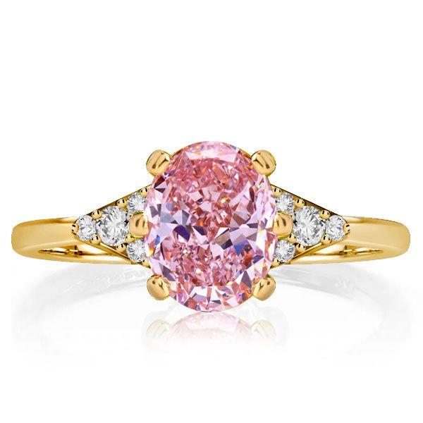 Oval Cut Pink Engagement Ring - 925 Sterling Silver, 2.00 CT Center Stone