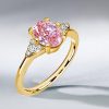 Oval Cut Pink Engagement Ring - 925 Sterling Silver, 2.00 CT Center Stone