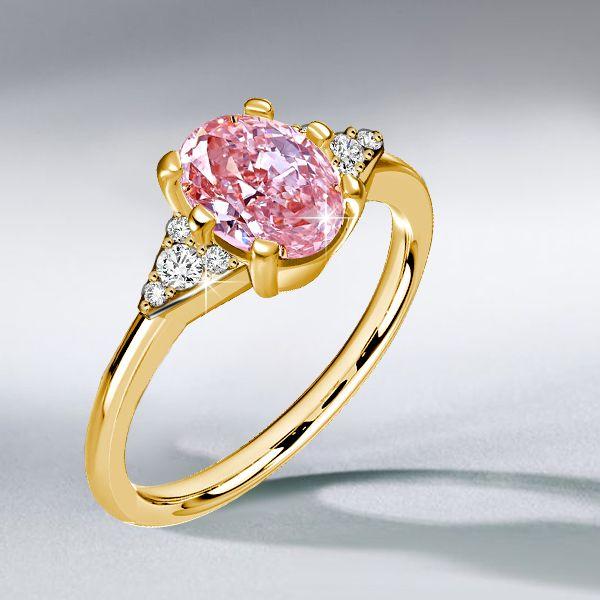 Oval Cut Pink Engagement Ring - 925 Sterling Silver, 2.00 CT Center Stone